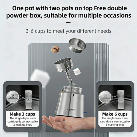 Fully Automatic Mocha Coffee Pot Electric Moka Pot Stainless Steel One Touch Coffee Maker For 3 To 6 Cups 350Ml Espresso Machine