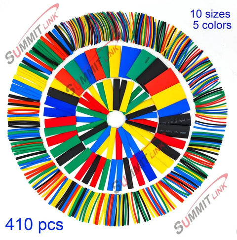 Assorted Heat Shrink Tubing Kit 410 Pieces With Five Colors And Ten Sizes For Wires And RC Hobby Projects Tough Insulation