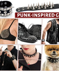 600 Piece Punk Spikes And Studs Kit For Leather Craft And DIY Clothing on jackets, shoes, bracelets, and dog collar in punk style