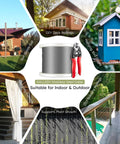 Collage showcasing uses of 600 Ft One Eighth Inch T316 Stainless Steel Aircraft Cable For Deck Railing Kit And DIY Balustrades.
