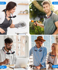 Portable Neck Fan Hands Free Wearable Neckband USB Rechargeable Dual Head Fan With 360 Degree Rotation 3 Speeds Foldable
