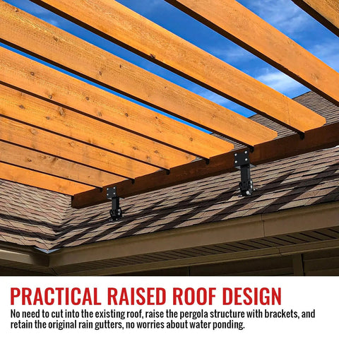 Beefy Heavy Duty Roof Riser Brackets Kit 3 Pack For Pergola And Patio Cover Gazebo Elevates Roof Beams Improves Airflow Adds Modern Look And Easy Installation Built To Last In Any Weather With Easy Mounting And Long Lasting Performance