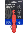 Red tool packaging labeled 'Get Your Chain Back On Your Bike In Three Seconds Without The Mess Quick Fix For Bike Maintenance On The Go'