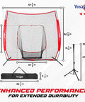 7x7 Foot Baseball Net With Batting Tee For Backyard Hitting And Pitching Practice, Durable Softball Backstop Net dimensions
