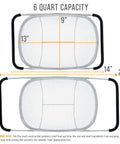 Dimensions of 6-Quart Over The Sink Stainless Steel Colander With Expandable Rubber Handles, 13x9 inch basket