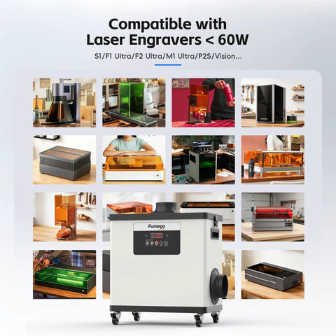 Laser Fume Extractor For Enclosed Laser Engravers And 3D Printers, 200W Motor, 177 CFM Airflow, HEPA Filter, 11 Pre-Filters, 110V shown