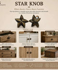Star Shaped Antique Brass Cabinet Knob Drawer Pulls 2 Pack For Rustic Kitchen Cabinets And Dressers, Old West Farmhouse Vibe display