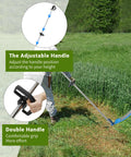 Man using 27 Inch Scythe For Grass Cutting With Sharpening Stone Heavy Duty Steel Blade And 62 Inch Adjustable Handle