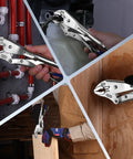 10 Inch Curved Jaw Locking Pliers With Screw Extractor in use for auto, welding, and DIY projects with CR-MO Steel Build.