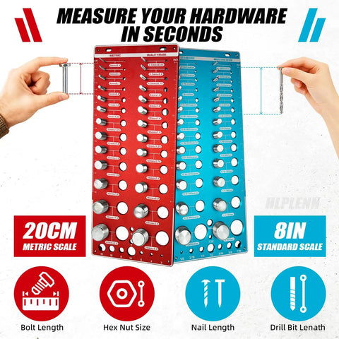 Go To 70 Size Nut And Bolt Thread Checker With 26 Standard 26 Metric And 18 Drill Gauges Bolt Size Finder Tool For Workshop And Home Repairs