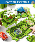 56 Piece Jigsaw Race Track Car Set For Toddlers And Kids Ages 2 3 4 5 6 Colorful City Theme Puzzle Tracks With Cars And Traffic Signs