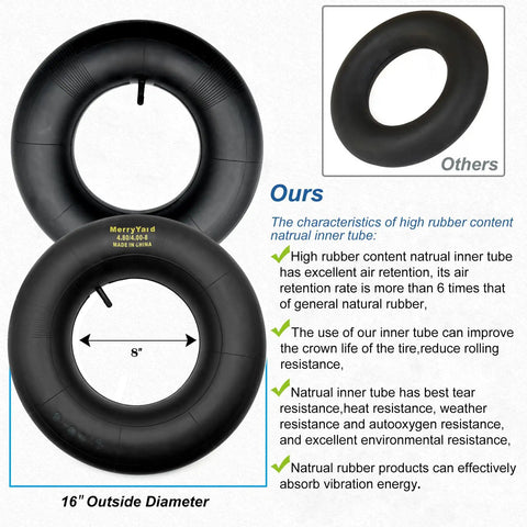 Two Pack Inner Tubes For 480 400 8 Wheels With TR13 Straight Valve Stem Tough As Nails Replacement For Wheelbarrows Mowers