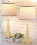 Three Way Dimmable Touch Control Table Lamps Set Of 2 With USB Charging Ports Farmhouse Linen Drum Desk Lamps On Table