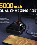 Boss Level Ultra Bright 2000 Lumen Magnetic Gooseneck Work Light, Rechargeable 5000mAh dual charging port USB-C shown