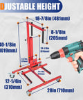 Heavy Duty Adjustable Car Door Installer And Remover Jack Lift Hoist With Swivel Base dimensions and adjustable height features.