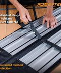 Top Shelf 110 Inch Track Saw Guide Rail Kit With Two 55 Inch Rails shown with individual straps for securing rails.