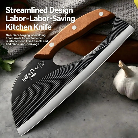 Streamlined design cleaver from Two Piece Meat Cleaver Knife Set For Cutting Meat And Vegetables, Heavy Duty Stainless Steel Cleavers.
