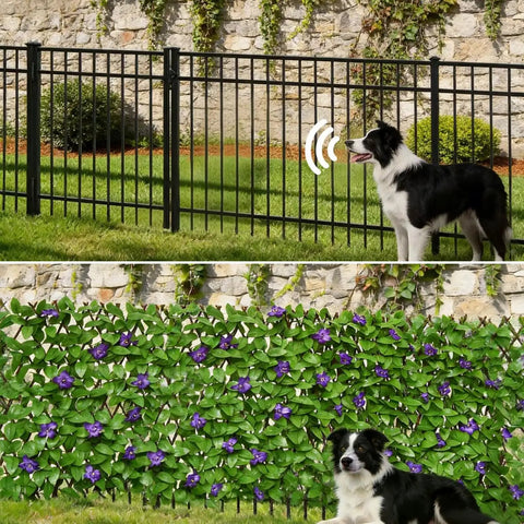 Expandable Privacy Screen With Artificial Purple Flowers For Balcony And Patio Fence Outdoor Greenery Privacy Barrier With Silk Leaves