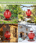 Outdoor Hummingbird Feeder 25 Oz With Perch And Five Flower Ports No Spill Nectar Feeder for all seasons garden setup.