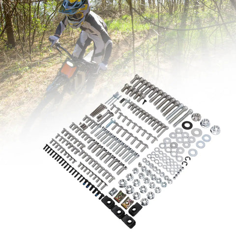 Dirt Bike Fairing Screws Kit With Bolts Nuts Washers And Spacers For Full Body Panels 246 Piece Hardware Set Includes M5 And M6 Screws Hex Wrenches Mounting Clamps And All Necessary Fasteners For Quick Easy Motorcycle Assembly.