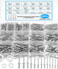 Must Have 1000-Piece Aluminum Pop Rivets Kit With 14 Sizes And Stainless Backup Washers in storage case for DIY projects