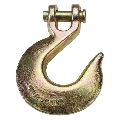 Half Inch Clevis Slip Hook Four Pack Grade 70 Heavy Duty Tie Down Hooks For Chains Trailers And Load Binding Applications With 11300 Lbs Working Load Limit Yellow Zinc Chromate
