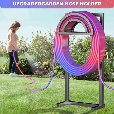 Rugged Tough As Nails Heavy Duty Outdoor Hose Holder Reel With Four Spikes Freestanding Metal Hose Storage Stand