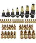 Heavy Duty Carbon Steel Rivet Nut Set With Seven Interchangeable Mandrels And Seventy Metric Inserts for automotive and fabrication use.