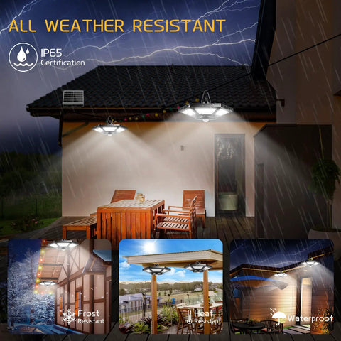 Dual Head Solar Pendant Lights With Motion Sensor For Outdoor And Indoor Use, 180 LED Bright Solar Shed Lighting With Remote