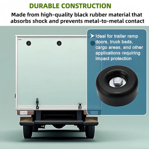 Image showing 2.5 Inch Round Rubber Bumpers Beefed Up Trailer Ramp Door Bump Stops With Screw Kit for trailer ramp protection.