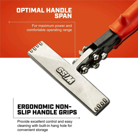 Six Inch Straight Handle Hand Seamer For Sheet Metal Bending And Flattening With Ergonomic Non Slip Grip and Max Power Handle Span