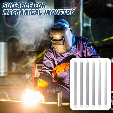 Welder using Six Pack Heavy Duty Screen Door Springs Three Eighths Inch by Six And A Half Inch Zero Point Zero Four Seven Inch Thick Dual Hook Tension Springs for machinery construction.