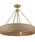Stunning Handwoven White Seagrass Fandelier Ceiling Fan With No Sweat Remote And Four Warm Brass Shades For A Super Chill Coastal Living Room Refresh, featuring woven seagrass and brass finish.