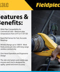 Pro Grade Wireless Large Pipe Clamp Thermocouple For HVAC Systems on pipe, features text next to it.