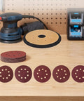 Replacement Sander Pad And 25 Sanding Discs Set For Orbital Sander Models on workbench
