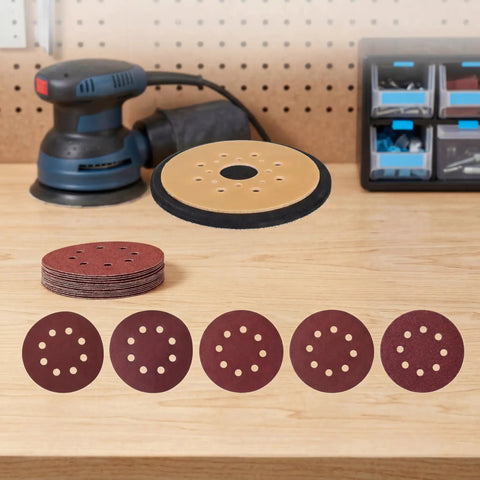 Replacement Sander Pad And 25 Sanding Discs Set For Orbital Sander Models on workbench