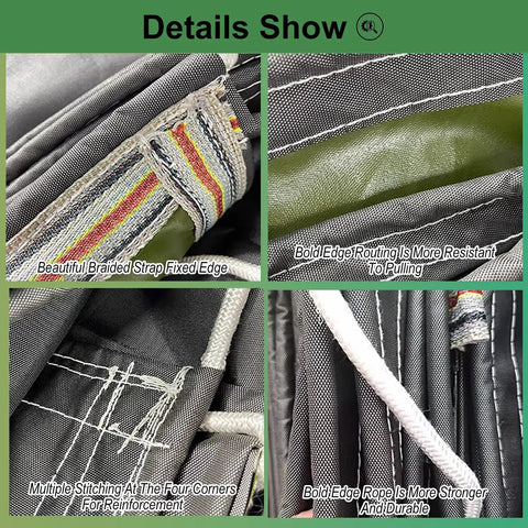 Detailed view of Foldable Cargo Handling Slides With Durable Canvas Unloading Chute stitching and edge reinforcement.