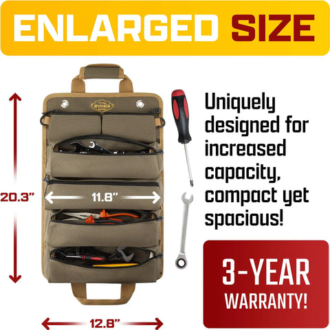 Roll Up Tool Bag Organizer For Dad Heavy Duty Motorcycle Tool Roll Bag With Detachable Pouches Portable Rollup Toolbag
