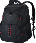 Black 17.3 Inch Travel Laptop Backpack with TSA Friendly Layout, water resistant, anti theft security, extra large capacity, RFID pockets, USB port