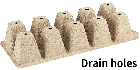 Eco Friendly 200 Cell Seed Starter Tray Kit With Biodegradable Peat Pots showing tray with drain holes for easy watering.