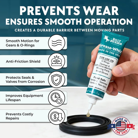 Pro Grade Food Safe Lubricant For Kitchen Gear And Food Contact Surfaces, 1oz tube application on O-ring