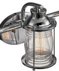 Three Light Vanity Light In Chrome With Ribbed Seeded Glass Shades For A Coastal Bathroom Vibe, Modern Chrome Finish, Bulb Not Included