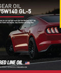 75W140 Full Synthetic Gear Oil For Hypoid Limited Slip Differentials GL5 1 Gallon displayed with red sports car