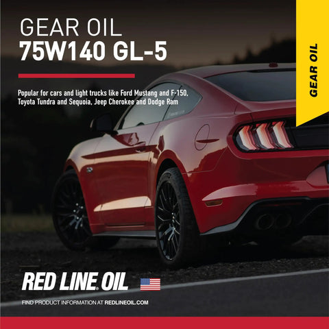 75W140 Full Synthetic Gear Oil For Hypoid Limited Slip Differentials GL5 1 Gallon displayed with red sports car