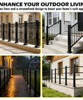 Heavy Duty 54 Inch Matte Black Powder Coated Aluminum Decorative Railing Post Kit For Deck And Porch With Reinforced Base For Rock Solid Balcony Fence EZ Install showcases various settings.