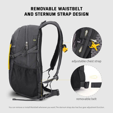 20L Lightweight Hiking Backpack for Men and Women, Daypack with removable waistbelt and sternum strap, durable 600D polyester