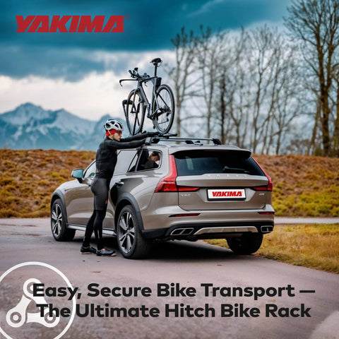 Rooftop Upright Bike Mount Carrier For Wheelbases Up To 52 Inches Easy No Fuss Transport With Wheel Only Clamps shown on car roof