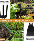 All In One Garden Hoe And Cultivator Tool 2 In 1 Heavy Duty Dual Head With 45 Inch Adjustable Long Handle used in flower bed