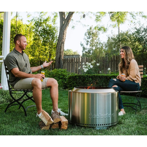 Smokeless 27 Inch Fire Pit For Outdoor Wood Burning, Portable Stainless Steel Outdoor Fireplace used in backyard for 6 plus people