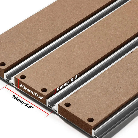 Close-up of Hybrid Aluminum And MDF Spoilboard Table For CNC Router Upgrade Compatible With PROVerXL 4030 To 6060 XY Axis Extension
